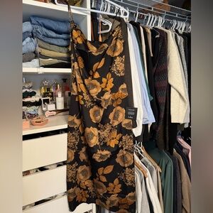 Lulu's Black and Orange/Gold Floral Dress